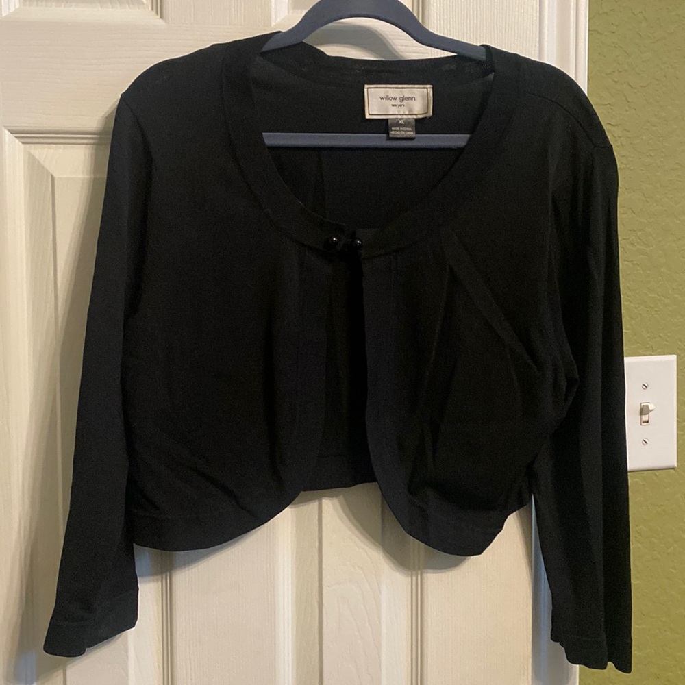 Short black sweater. Perfect for sleeveless dress!